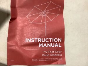 Outdoor Solar Patio Umbrella w/ Push Button Tilt, Crank Lift - 7.5ft