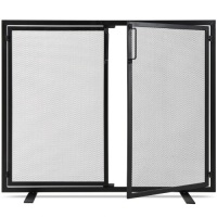 2-Door Wrought Iron Fireplace Screen w/ Magnetic Doors - 38.5x41in, Minor Damage