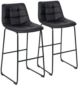 Set of 2 Pub Height Bar Stools with Back, PU Leather. Appear New