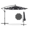 Solar LED Offset Hanging Patio Umbrella w/ Crank Tilt Adjustment,10ft, Gray