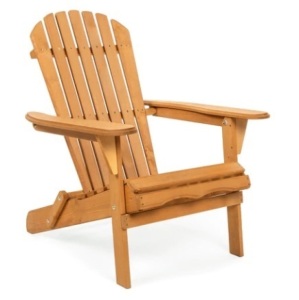 Folding Wooden Adirondack Chair Accent Furniture w/ Natural Finish, Brown
