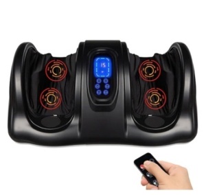 Therapeutic Foot Massager w/ High Intensity Rollers, Remote, 3 Modes, Black