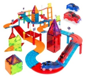 105-Piece Kids Magnetic Racetrack Tiles Set