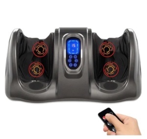 Therapeutic Foot Massager w/ High Intensity Rollers, Remote, 3 Modes, Gray