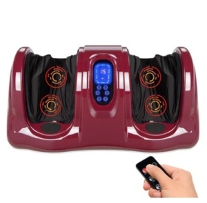 Therapeutic Foot Massager w/ High Intensity Rollers, Remote, 3 Modes, Burgundy