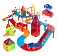 105-Piece Kids Magnetic Racetrack Tiles Set