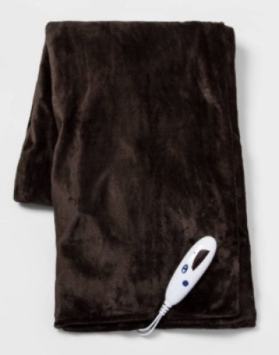 Threshold 50"x60" Electric Microplush Reversible Throw Blanket, Dark Brown