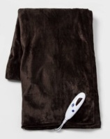 Threshold 50"x60" Electric Microplush Reversible Throw Blanket, Dark Brown