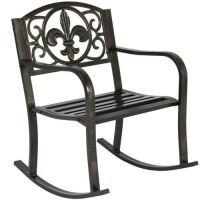 Outdoor Metal Rocking Chair w/ Scroll Design