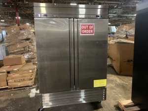 Kratos Refrigeration 69K-774 2 Door Reach-in Freezer, 46 Cu. Ft. Does Not Get Cold. For Repair or Parts