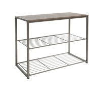 Stackable 3 Tier Shoe Rack w/ Wood Finish Top