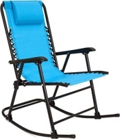 Foldable Zero Gravity Rocking Mesh Patio Lounge Chair w/Headrest Pillow