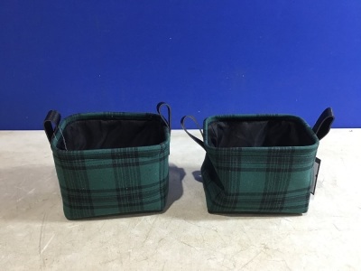 Lot of (2) Plaid Storage Bins