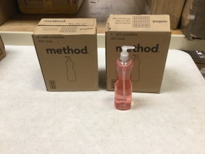 Lot of (2) 6-Packs of Method Dish Soap, Pump Bottles, Pink Grapefruit, 18 Fl Oz