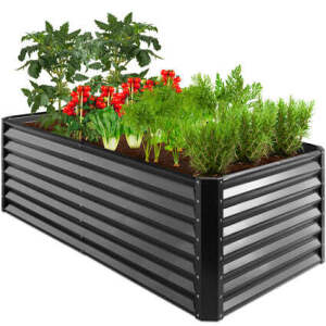 Outdoor Metal Raised Garden Bed for Vegetables, Flowers, Herbs - 6x2x3ft