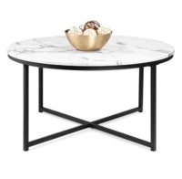 Round Coffee Table w/ Faux Marble Top