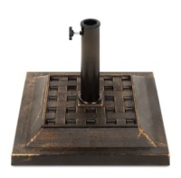 26lb Steel Square Patio Umbrella Base Stand, Basketweave Pattern