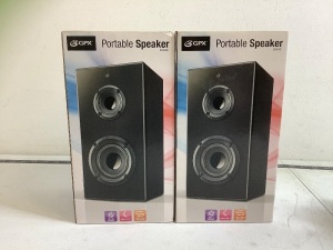 Lot of (2) GPX Portable Speakers, Powers Up, Appears New