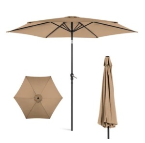 Outdoor Steel Market Patio Umbrella, 10ft, Tan