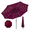 Solar LED Lighted Patio Umbrella, 10ft, Burgundy