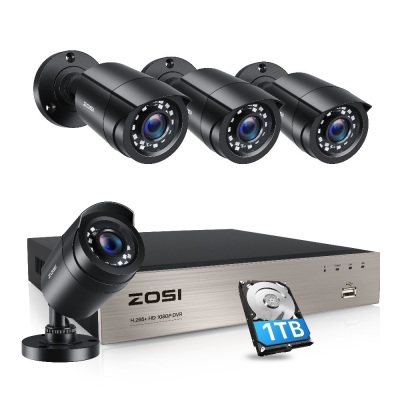 ZOSI 8-Channel 1080p DVR 1TB Hard Drive Security Camera System with 4 Wired Cameras