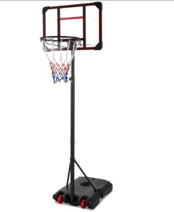 Kids Height-Adjustable Basketball Hoop, Portable Backboard System w/ Wheels 