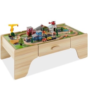 35-Piece Train Table, Large Multipurpose Playset w/ Reversible Table Top 