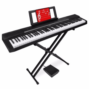 88-Key Digital Piano Set w/ Semi-Weighted Keys, Stand, Sustain Pedal 