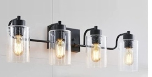 Vanity Lights Black Bathroom Light Fitures with Seeded Glass Shades Matte&nbsp;Black,New