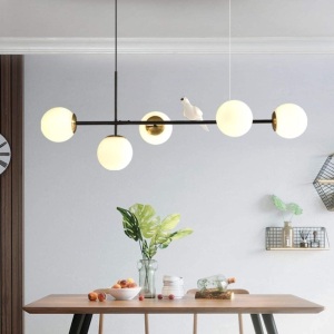 KCO Lighting Modern Bird Linear Pendant Light Glass Globes