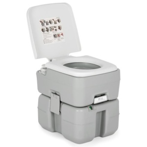 5.3 Gallon Portable Outdoor Camping Toilet w/ Piston Pump Flush 