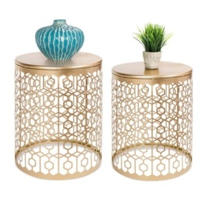 Set of 2 Decorative Round Side Accent Table 