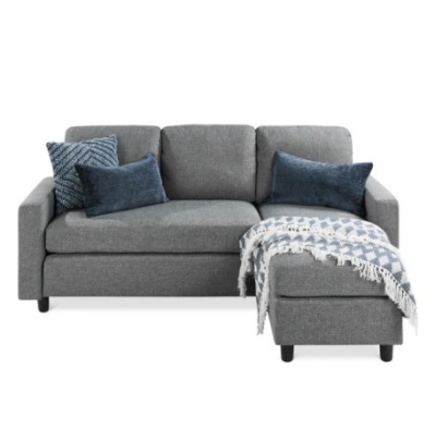 Linen Sectional Sofa Couch w/ Chaise Lounge