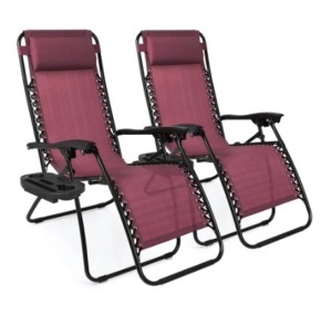 Set of 2 Adjustable Zero Gravity Patio Chair Recliners