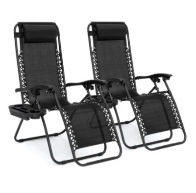 Set of 2 Adjustable Zero Gravity Patio Chair Recliners