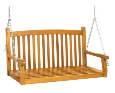 Wooden Curved Back Hanging Porch Swing Bench