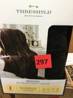 Threshold Heated Microplush Throw, Brown