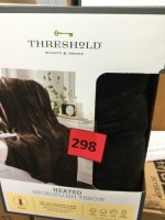Threshold Heated Microplush Throw, Brown
