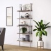 Nathan James Theo 5-Shelf Wood Modern&nbsp;Open Wall Mount Ladder Bookshelf with Industrial Metal Frame, Brown/White - E-Comm Return, Unknown Condition&nbsp;