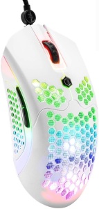 Mamba Snake M5 Gaming Mouse with RGB Lamp Effect,65G Lightweight Honeycomb Shell,Ultralight Ultraweave Cable,Pixart 3325 12000 DPI Optical Sensor for PC Gaming(White) - Appears New, Tested