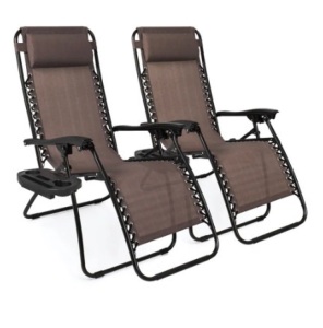 Set of 2 Adjustable Zero Gravity Patio Chair Recliners