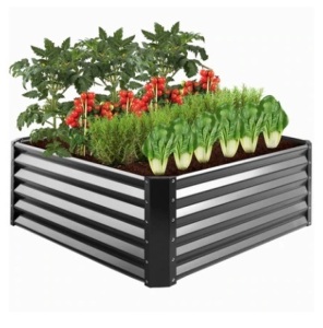 Outdoor Metal Raised Garden Bed, 4x4x1.5ft