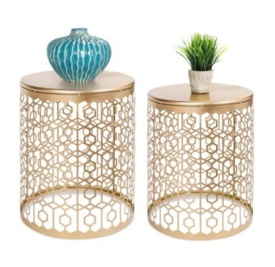 Set of 2 Decorative Round Side Accent Table