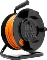 WEN PC5043R 50 ft. 14-Gauge Heavy-Duty SJTW Outdoor 14/3 Extension Cord Reel with NEMA 5-15R Light-Up Power Outlet,Black&nbsp;&nbsp;