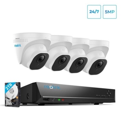 Reolink 4K PoE Security Camera System, 4pcs 8MP Outdoor POE Cameras H.265 8MP 8CH NVR, Built-in 2TB HDD for 24/7 Recording Remote Access, RLK8-800D4 