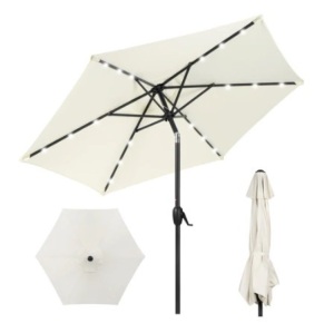 Outdoor Solar Patio Umbrella, 7.5ft, Cream