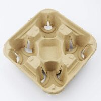44 Count Pulp Fiber Biodegradable 4 Cup Carrier Tray for Hot/Cold Drinks - NEW