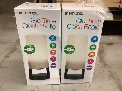 Lot of (2) Memorex Glo Tim Clock Radio, Appears New