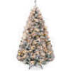 Pre-Lit Snow Flocked Artificial Pine Christmas Tree w/ Warm White Lights