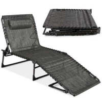 Portable Patio Chaise Lounge Chair Outdoor Recliner w/ Pillow 